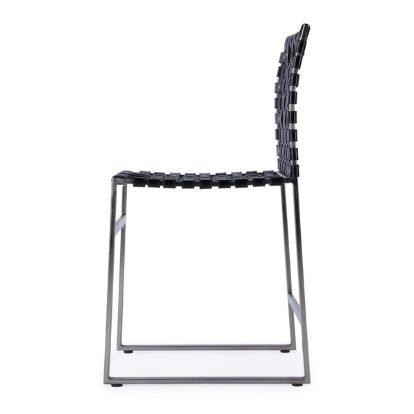 Butler Specialty Urban Woven Leather Side Chair With Black Iron Base And Rustic Nail Head Accents For Stylish Decor Black Iron,Leather,Steel 5447034-butler