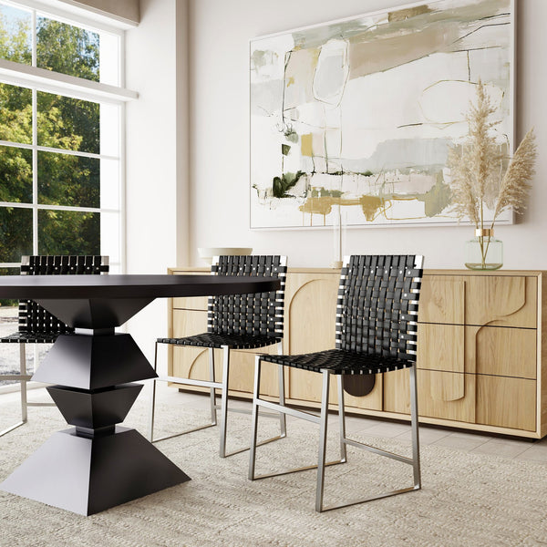 Butler Specialty Urban Woven Leather Side Chair With Black Iron Base And Rustic Nail Head Accents For Stylish Decor Black Iron,Leather,Steel 5447034-butler