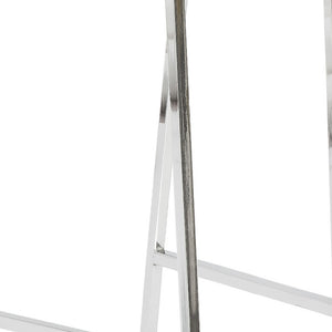 Homeroots Set Of Two 30" Clear And Silver Acrylic And Steel Low Back Bar Height Bar Chairs   544704