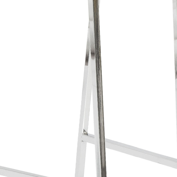 Homeroots Set Of Two 30" Clear And Silver Acrylic And Steel Low Back Bar Height Bar Chairs   544704