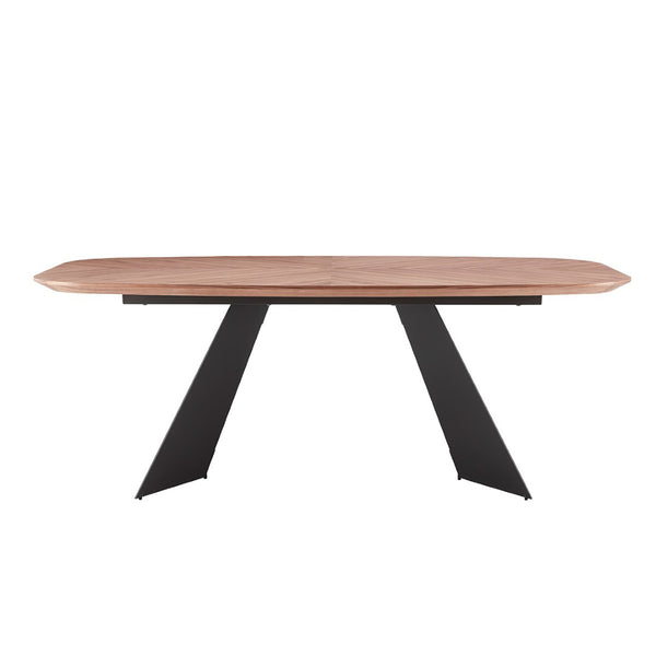 HomeRoots 79" Elegant Two-Tone Wood and Steel Double Pedestal Dining Table - Modern Design for 6 People 544710