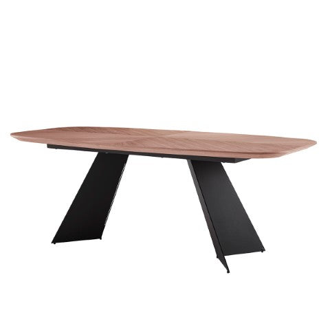 Homeroots 79" Stylish Brown And Black Wood And Steel Double Pedestal Dining Table - Seats 6, Modern Elegance!   544710