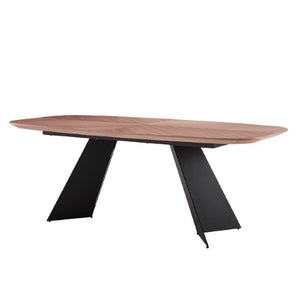 Homeroots 79" Stylish Brown And Black Wood And Steel Double Pedestal Dining Table - Seats 6, Modern Elegance!   544710