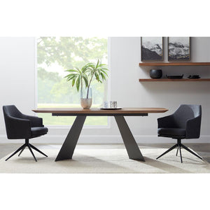Homeroots 79" Stylish Brown And Black Wood And Steel Double Pedestal Dining Table - Seats 6, Modern Elegance!   544710