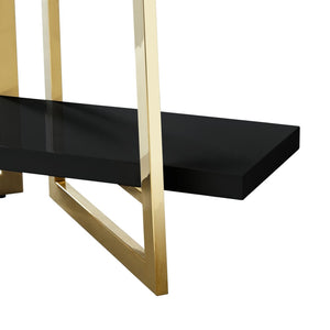 HomeRoots 69" Modern Black Stainless Steel & Wood Four-Tier Etagere Bookcase for Stylish Storage & Display 544730