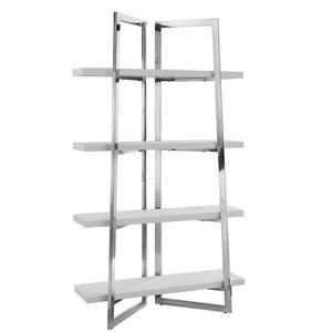 HomeRoots 69" Light Gray Stainless Steel Four-Tier Etagere Bookcase - Modern Storage Solution for Home & Office 544731