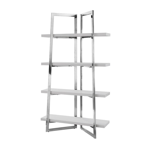 HomeRoots 69" Light Gray Stainless Steel Four-Tier Etagere Bookcase - Modern Storage Solution for Home & Office 544731