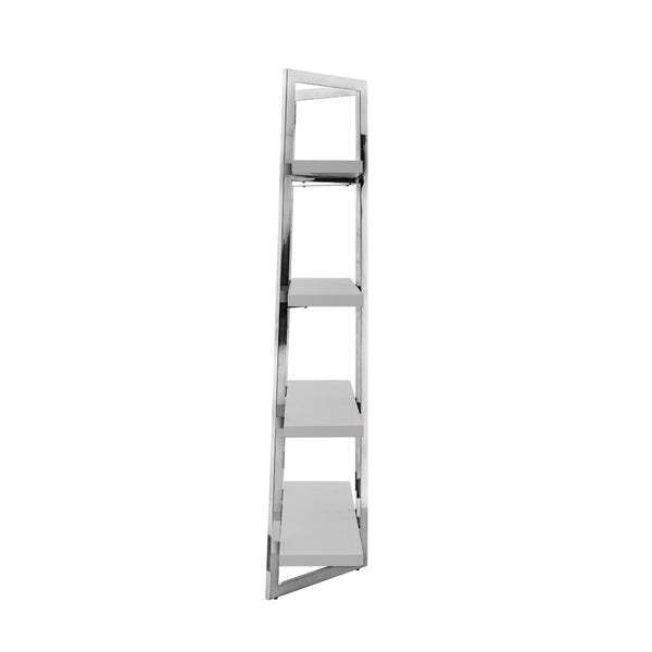 HomeRoots 69" Light Gray Stainless Steel Four-Tier Etagere Bookcase - Modern Storage Solution for Home & Office 544731