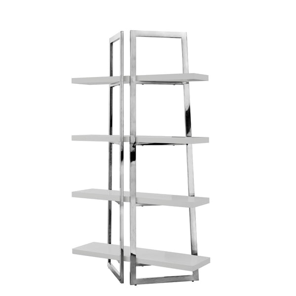 HomeRoots 69" Light Gray Stainless Steel Four-Tier Etagere Bookcase - Modern Storage Solution for Home & Office 544731