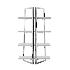 HomeRoots 69" Light Gray Stainless Steel Four-Tier Etagere Bookcase - Modern Storage Solution for Home & Office 544731