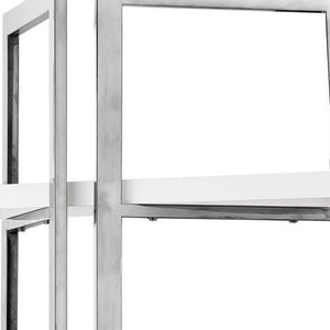HomeRoots 69" Elegant White Stainless Steel & Wood Four-Tier Etagere Bookcase - Stylish Storage Solution 544732