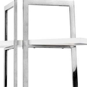 HomeRoots 69" Elegant White Stainless Steel & Wood Four-Tier Etagere Bookcase - Stylish Storage Solution 544732