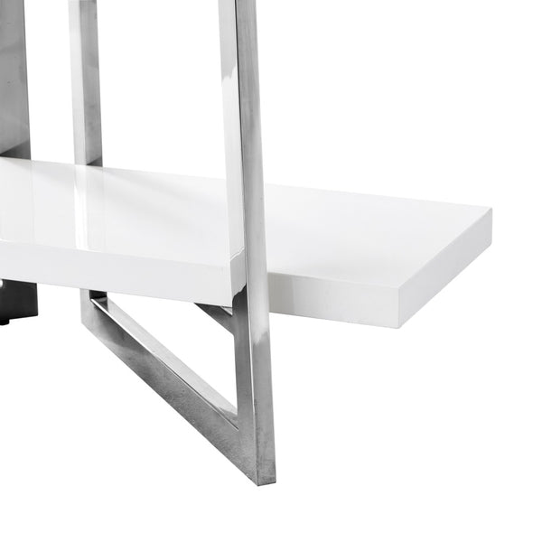 HomeRoots 69" Elegant White Stainless Steel & Wood Four-Tier Etagere Bookcase - Stylish Storage Solution 544732
