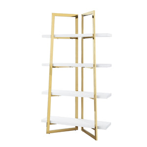 HomeRoots 69" White Stainless Steel Four-Tier Etagere Bookcase - Modern Design for Stylish Storage & Display Solutions 544733