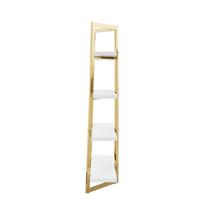 HomeRoots 69" White Stainless Steel Four-Tier Etagere Bookcase - Modern Design for Stylish Storage & Display Solutions 544733