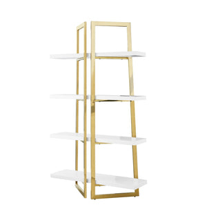 HomeRoots 69" White Stainless Steel Four-Tier Etagere Bookcase - Modern Design for Stylish Storage & Display Solutions 544733