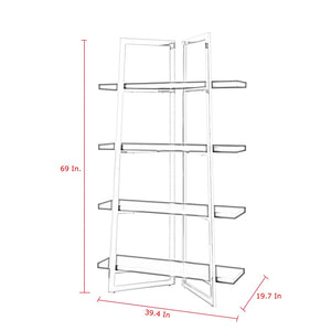 HomeRoots 69" White Stainless Steel Four-Tier Etagere Bookcase - Modern Design for Stylish Storage & Display Solutions 544733