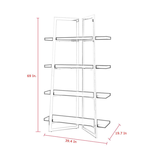 HomeRoots 69" White Stainless Steel Four-Tier Etagere Bookcase - Modern Design for Stylish Storage & Display Solutions 544733