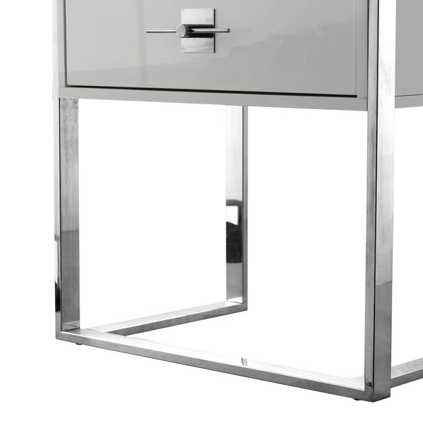 HomeRoots 71" Light Gray Three-Tier Etagere Bookcase with Drawer – Stylish Metal & Wood Storage Solution 544735