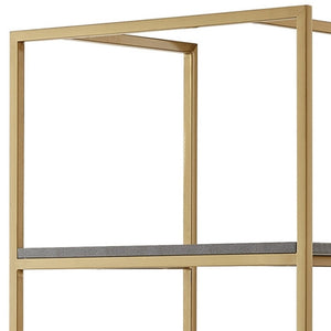 HomeRoots 68" Gray Stainless Steel Four-Tier Etagere Bookcase with Drawer for Stylish Storage & Display Grey/Gold 544738