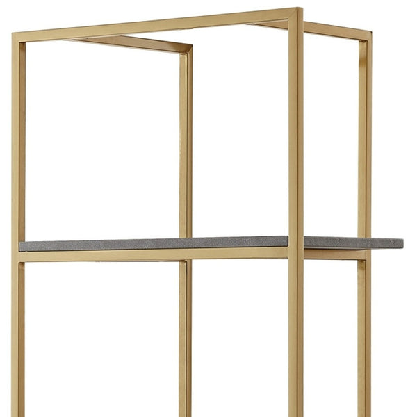 HomeRoots 68" Gray Stainless Steel Four-Tier Etagere Bookcase with Drawer for Stylish Storage & Display Grey/Gold 544738