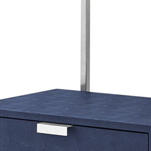HomeRoots 68" Gray Stainless Steel Four-Tier Etagere Bookcase with Drawer for Stylish Storage & Display Navy/Chrome 544739