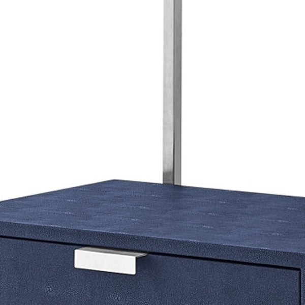 HomeRoots 68" Gray Stainless Steel Four-Tier Etagere Bookcase with Drawer for Stylish Storage & Display Navy/Chrome 544739