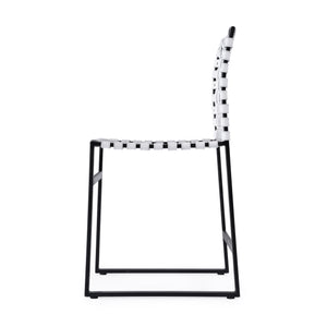 Butler Specialty Urban Woven Leather Side Chair With Black Iron Base And Rustic Nail Head Accents For Stylish Decor White Iron,Leather,Steel 5447411-butler