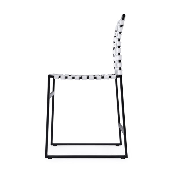 Butler Specialty Urban Woven Leather Side Chair With Black Iron Base And Rustic Nail Head Accents For Stylish Decor White Iron,Leather,Steel 5447411-butler