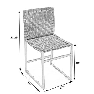 Butler Specialty Urban Woven Leather Side Chair With Black Iron Base And Rustic Nail Head Accents For Stylish Decor White Iron,Leather,Steel 5447411-butler
