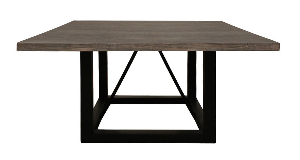 HomeRoots 72" Rustic Solid Wood and Iron Frame Square Dining Table - Stylish, Spacious, and Versatile Design 544741