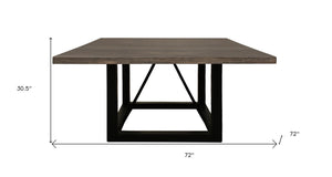 HomeRoots 72" Rustic Solid Wood and Iron Frame Square Dining Table - Stylish, Spacious, and Versatile Design 544741