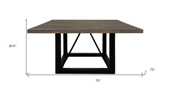 HomeRoots 72" Rustic Solid Wood and Iron Frame Square Dining Table - Stylish, Spacious, and Versatile Design 544741