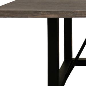 HomeRoots 72" Rustic Solid Wood and Iron Frame Square Dining Table - Stylish, Spacious, and Versatile Design 544741
