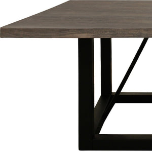 HomeRoots 72" Rustic Solid Wood and Iron Frame Square Dining Table - Stylish, Spacious, and Versatile Design 544741