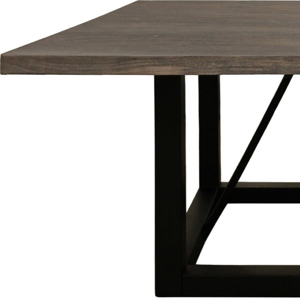 HomeRoots 72" Rustic Solid Wood and Iron Frame Square Dining Table - Stylish, Spacious, and Versatile Design 544741
