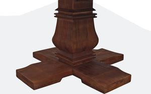 HomeRoots 58" Solid Wood Round Dining Table with Carved Pedestal Base - Rustic Charm & Versatile Use 544742