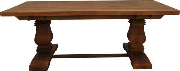 HomeRoots 81" Brown Solid Wood Trestle Dining Table - Rustic Charm for Family Gatherings & Everyday Use 544743