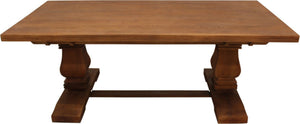 HomeRoots 81" Brown Solid Wood Trestle Dining Table - Rustic Charm for Family Gatherings & Everyday Use 544743