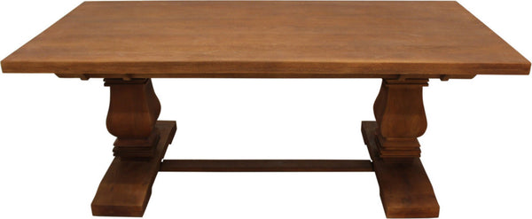 HomeRoots 81" Brown Solid Wood Trestle Dining Table - Rustic Charm for Family Gatherings & Everyday Use 544743