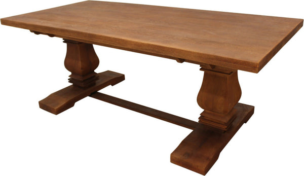 HomeRoots 81" Brown Solid Wood Trestle Dining Table - Rustic Charm for Family Gatherings & Everyday Use 544743