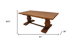 HomeRoots 81" Brown Solid Wood Trestle Dining Table - Rustic Charm for Family Gatherings & Everyday Use 544743
