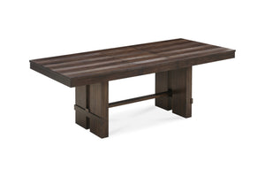 HomeRoots 84" Dark Brown Wood Trestle Base Dining Table with Self-Storing Leaf for Rustic Elegance & Functionality 544748