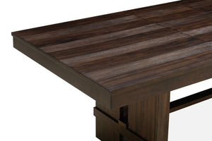HomeRoots 84" Dark Brown Wood Trestle Base Dining Table with Self-Storing Leaf for Rustic Elegance & Functionality 544748