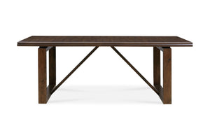 HomeRoots 84" Dark Brown Wood Sled Base Dining Table - Rustic Elegance for 8, Ideal for Family Gatherings & Hospitality 544749