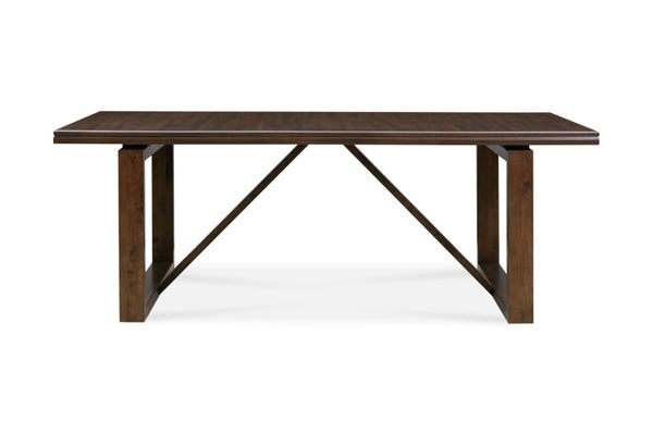 HomeRoots 84" Dark Brown Wood Sled Base Dining Table - Rustic Elegance for 8, Ideal for Family Gatherings & Hospitality 544749