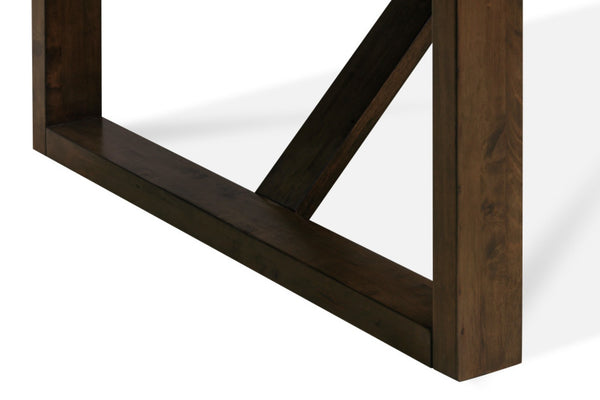 HomeRoots 84" Dark Brown Wood Sled Base Dining Table - Rustic Elegance for 8, Ideal for Family Gatherings & Hospitality 544749