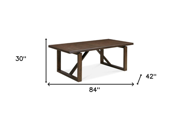 HomeRoots 84" Dark Brown Wood Sled Base Dining Table - Rustic Elegance for 8, Ideal for Family Gatherings & Hospitality 544749