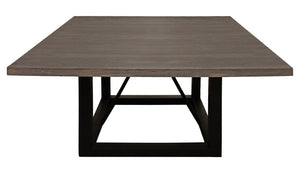 HomeRoots 60" Rustic Dark Brown and Black Solid Wood Dining Table with Industrial Iron Frame for 6 People 544750