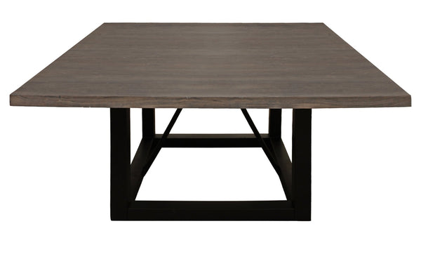 HomeRoots 60" Rustic Dark Brown and Black Solid Wood Dining Table with Industrial Iron Frame for 6 People 544750